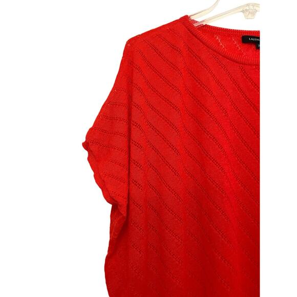 Lautreamont Short Sleeve Open Knit Sweater Women Size‎ 38 Japan Red Shimmer - Picture 4 of 5